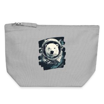 Eisbär Astronaut - Canvas Reißverschluss-Täschchen (18 x 19 cm) - Grau meliert - Vorne