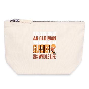 Never Underestimate A Glazier Old Man Power - Canvas Zip Pouch 18 x 19 cm - nature - Front
