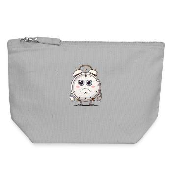 Caring Alarm Clock Cartoon Design - Canvas Zip Pouch 18 x 19 cm - sports grey - Front