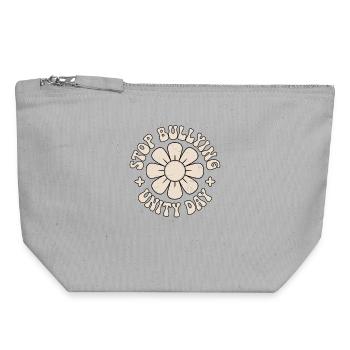 Contre le harcèlement, l’harmonie, la cohésion, le message - Pochette zippée en toile 18 x 19 cm - gris chiné - Devant