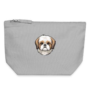 Cute Shih Tzu Head Cartoon - Canvas Zip Pouch 18 x 19 cm - sports grey - Front