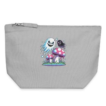 Spooky Ghosts & Mushrooms – Neon Pastel Design - Canvas Zip Pouch 18 x 19 cm - sports grey - Front