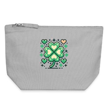 Lucky Shamrock Heart St. Patrick's Day Spaß - Canvas Reißverschluss-Täschchen (18 x 19 cm) - Grau meliert - Vorne