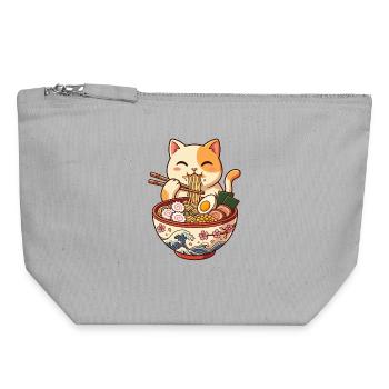Kawaii Cat Ramen Bowl - Canvas Zip Pouch 18 x 19 cm - sports grey - Front