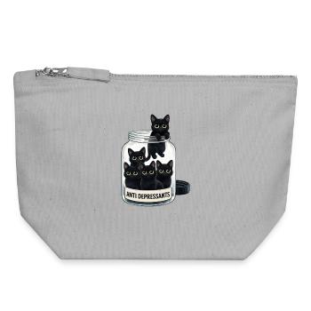 Anti Depressants Cat Humor Design - Canvas Zip Pouch 18 x 19 cm - sports grey - Front