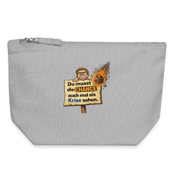 Opportunity as Crisis Saying Design - Canvas Zip Pouch 18 x 19 cm - sports grey - Front