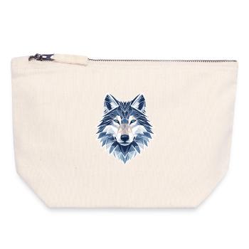 Geometrischer Wolf - Moderner Geometrischer Wolf  - Canvas Reißverschluss-Täschchen (18 x 19 cm) - Naturweiß - Vorne