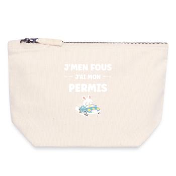 permis de conduire, nouveau conducteur, jeune cond - Pochette zippée en toile 18 x 19 cm - blanc naturel - Devant