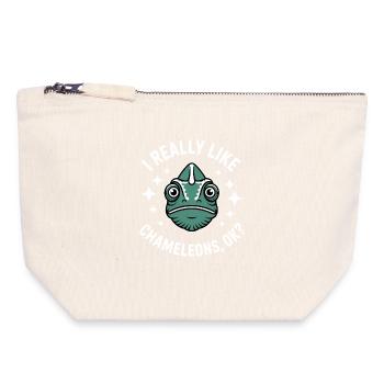 Don des Drôles Caméléons Drôles de Expressions Caméléon - Pochette zippée en toile 18 x 19 cm - blanc naturel - Devant