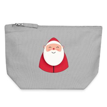 Childish Santa Claus Smile Fun - Canvas Zip Pouch 18 x 19 cm - sports grey - Front