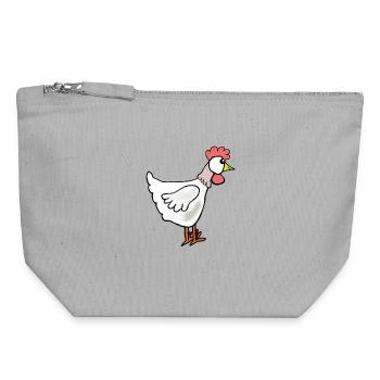 Freches Huhn Cartoon Hühner Henne  Ostern - Canvas Reißverschluss-Täschchen (18 x 19 cm) - Grau meliert - Vorne