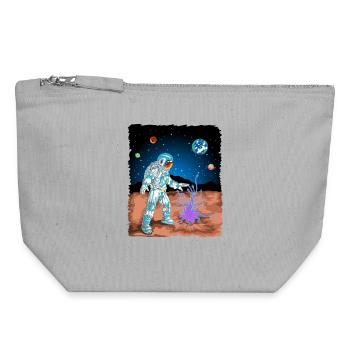 Astronaut Erster Pflanze auf dem Mars-Shirt - Canvas Reißverschluss-Täschchen (18 x 19 cm) - Grau meliert - Vorne