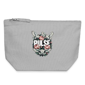 PULSE Owls and Peonies Nature Motif - Canvas Zip Pouch 18 x 19 cm - sports grey - Front