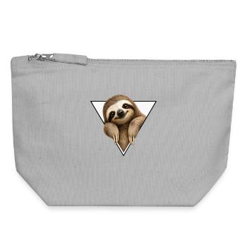 Paresseux dans le dessin triangulaire - Pochette zippée en toile 18 x 19 cm - gris chiné - Devant