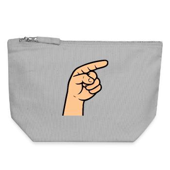 Conception de dessin animé pointant du doigt - Pochette zippée en toile 18 x 19 cm - gris chiné - Devant
