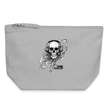 skull_headphones_upscaled_-1- - Canvas Zip Pouch 18 x 19 cm - sports grey - Front