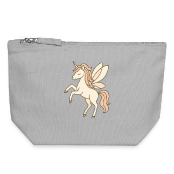 Anmutige Feen-Einhorn mit Pastellflügeln - Canvas Reißverschluss-Täschchen (18 x 19 cm) - Grau meliert - Vorne