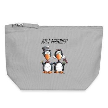 Just Married Penguins - Canvas Zip Pouch 18 x 19 cm - sports grey - Front