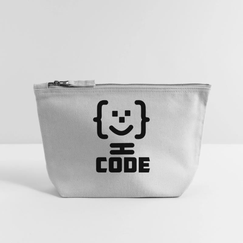 Logo du code du programmeur principal avec texte CODE Pochette zippée en toile 18 x 19 cm