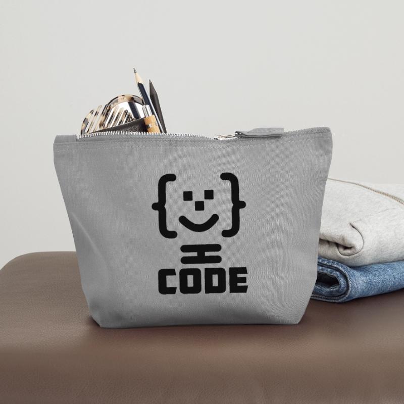 Logo du code du programmeur principal avec texte CODE Pochette zippée en toile 18 x 19 cm