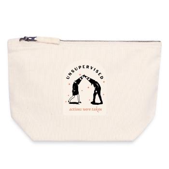 Actions non supervisées - Pochette zippée en toile 18 x 19 cm - blanc naturel - Devant