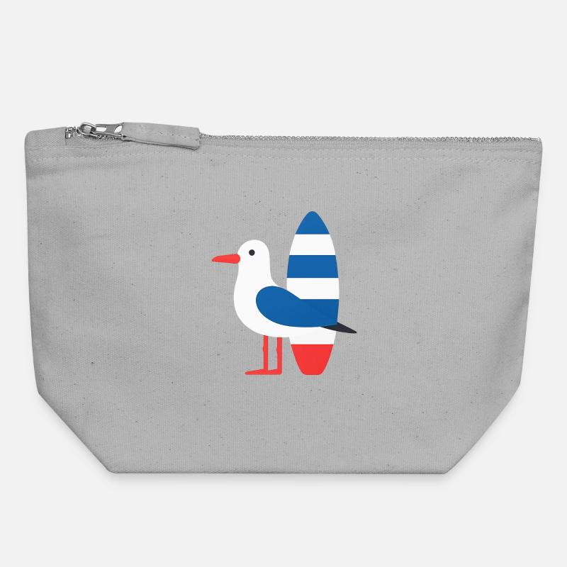 Seagull with surfboard - Canvas Zip Pouch 18 x 19 cm - sports grey