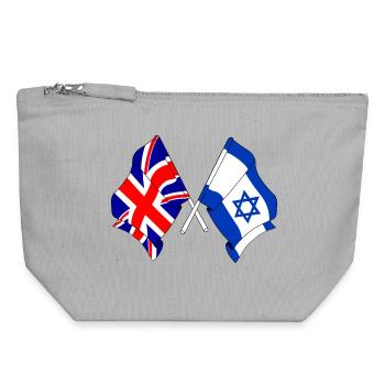 Flagge von England und Flagge von Israel - Canvas Reißverschluss-Täschchen (18 x 19 cm) - Grau meliert - Vorne