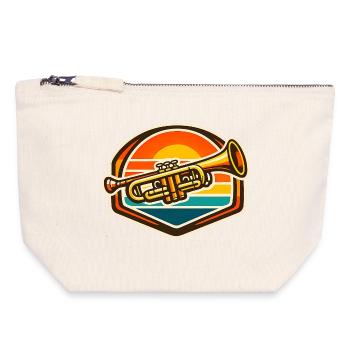 Retro Trompete Sonnenuntergang Motiv - Canvas Reißverschluss-Täschchen (18 x 19 cm) - Naturweiß - Vorne