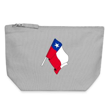 drapeau Chili - Pochette zippée en toile 18 x 19 cm - gris chiné - Devant