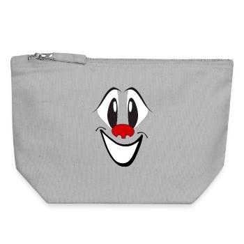 Visage de dessin animé rieur avec le nez rouge - Pochette zippée en toile 18 x 19 cm - gris chiné - Devant