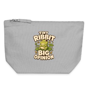 Petite Grenouille Craque Grande Opinion - Pochette zippée en toile 18 x 19 cm - gris chiné - Devant