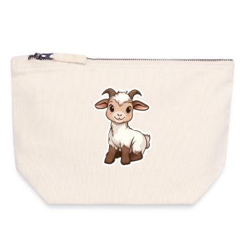 Chèvre - Pochette zippée en toile 18 x 19 cm - blanc naturel - Devant