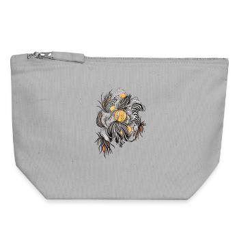 Noir Blossoms Accents d’orange - Pochette zippée en toile 18 x 19 cm - gris chiné - Devant