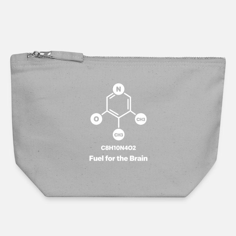 Caffeine Molecule Graphic Fuel for the Brain - Canvas Zip Pouch 18 x 19 cm - sports grey