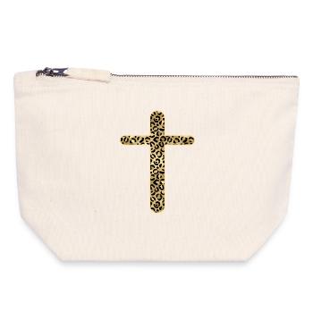 Christians - Christian Faith - Cross - Canvas Zip Pouch 18 x 19 cm - nature - Front