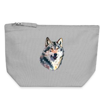 Wolf Portrait Animal Lover - Canvas Zip Pouch 18 x 19 cm - sports grey - Front