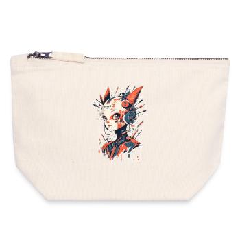Anime Manga Girl - Cyborg Kitsune-XR7 - Canvas Reißverschluss-Täschchen (18 x 19 cm) - Naturweiß - Vorne