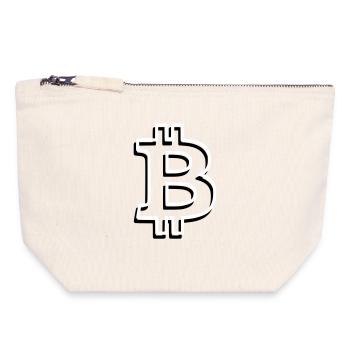 Bitcoin Logo Outline Neon Minimalistisch - Canvas Reißverschluss-Täschchen (18 x 19 cm) - Naturweiß - Vorne