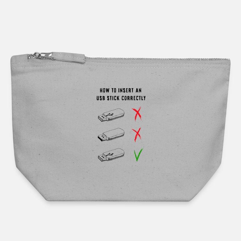 How to insert an usb stick correctly - Canvas Zip Pouch 18 x 19 cm - sports grey