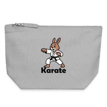 Karate Hase - Canvas Reißverschluss-Täschchen (18 x 19 cm) - Grau meliert - Vorne
