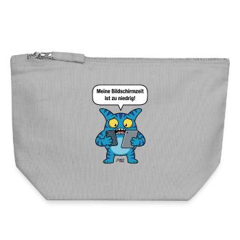 Trop peu de temps d’écran ! Addiction au téléphone portable Zooki - Pochette zippée en toile 18 x 19 cm - gris chiné - Devant