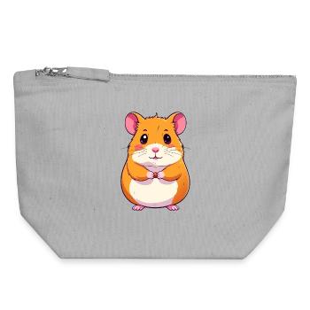 Cute little hamster with grain motif - Canvas Zip Pouch 18 x 19 cm - sports grey - Front