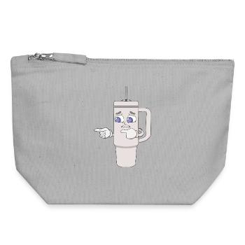 Mascotte anxieuse de la Shaker Cup inquiète - Pochette zippée en toile 18 x 19 cm - gris chiné - Devant