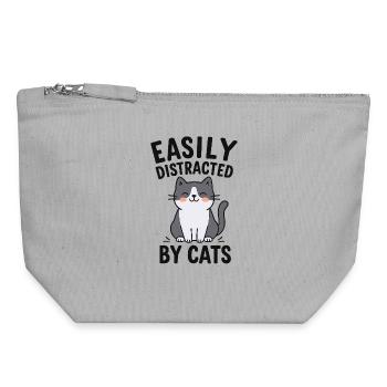 Humorous Cat Theme Design - Canvas Zip Pouch 18 x 19 cm - sports grey - Front