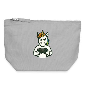 Angry Unicorn Focused Gaming Mode - Canvas Zip Pouch 18 x 19 cm - sports grey - Front