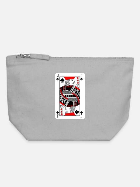 Spielkarten-Pik-Bube - Canvas Reißverschluss-Täschchen (18 x 19 cm) - Grau meliert