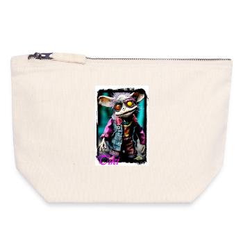 Poupée créature individuelle aux yeux brillants - Pochette zippée en toile 18 x 19 cm - blanc naturel - Devant