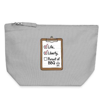 Liste de contrôle du barbecue Life Liberty - Pochette zippée en toile 18 x 19 cm - gris chiné - Devant