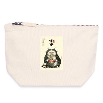 Neko Ramen Feast - Canvas Zip Pouch 18 x 19 cm - nature - Front