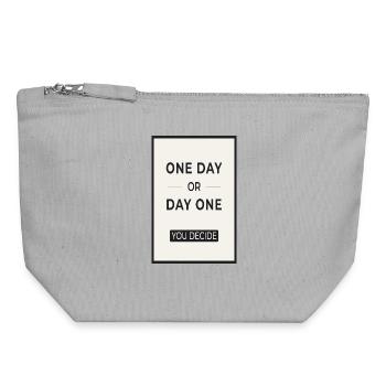 One Day or Day One You Decide Motivation - Canvas Zip Pouch 18 x 19 cm - sports grey - Front
